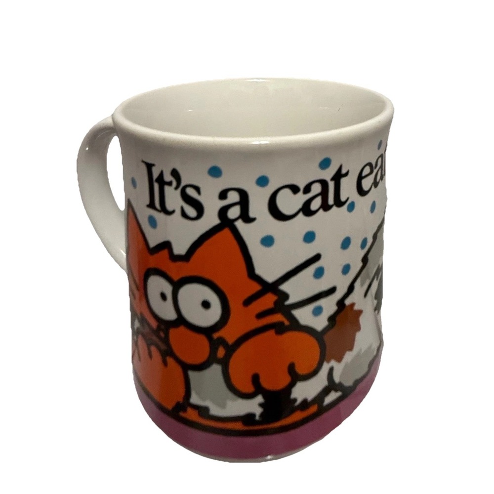 Vintage Max Cat Eat Dog World Mug Recycled Paper‎ Products Japan Ceramic White